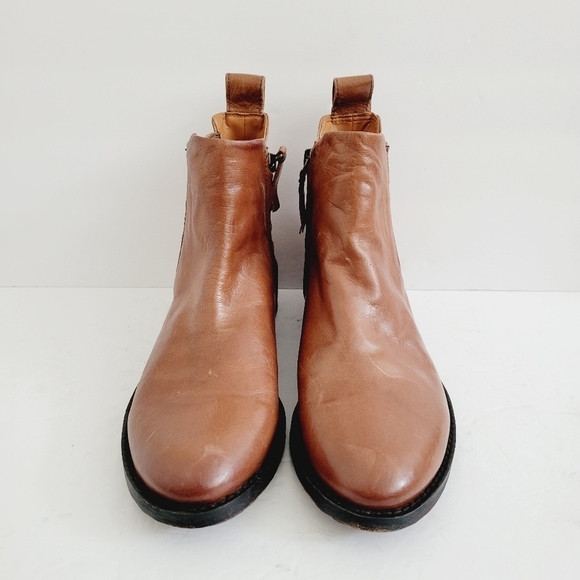 New Franco Sarto Brown Leather Ankle Fashion Western Boots Size 85